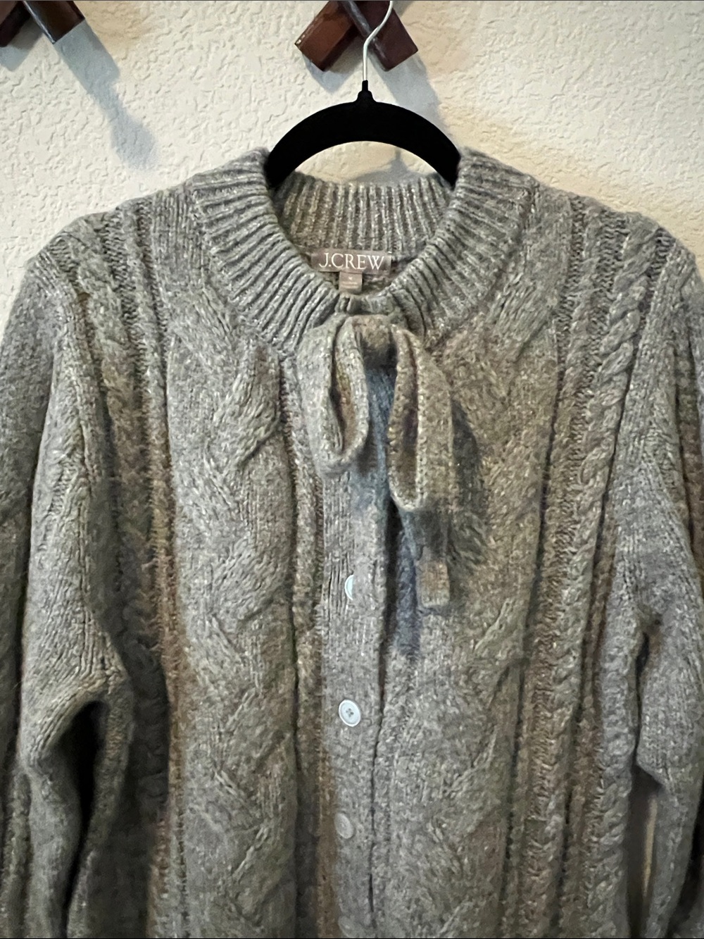NWT J. Crew Wool Blend Bow Tie Cardigan Gray M - Picture 6 of 8
